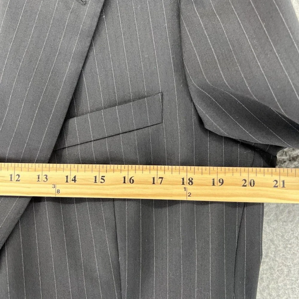 Ermemegildo Zegna Heritage Wool Mens Black Stripe Jacket Sport Coat‎ 42R READ